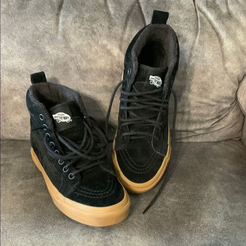 Vans Black and Brown High-Top Shoes